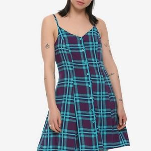 Midnight hour hot topic plaid skater dress pinup punk goth size xl